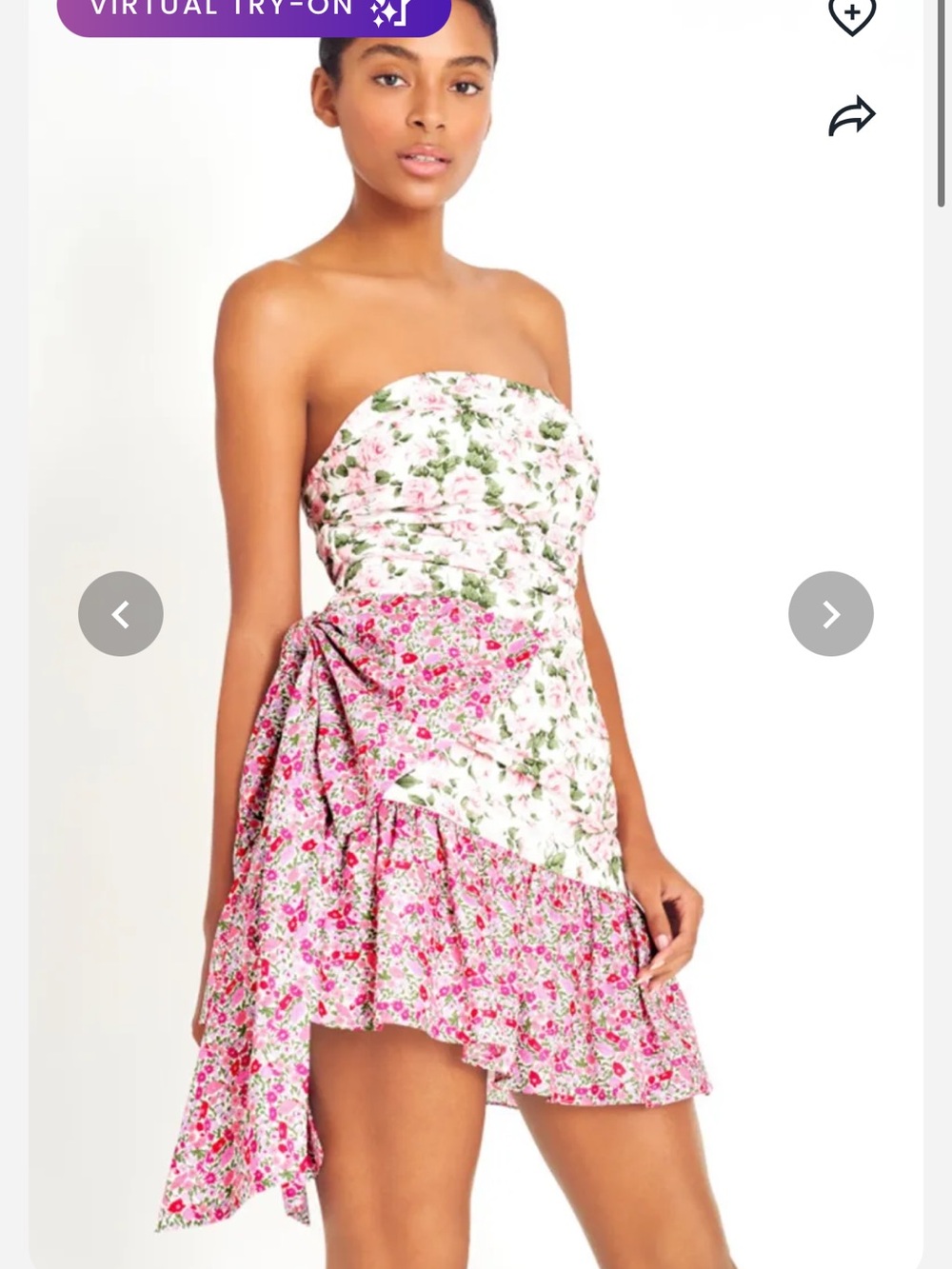 New with tags LoveShackFancy Pink and White Strapless Floral Ruffle Mini Dress